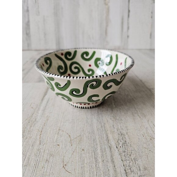 Vintage bagwell simply Xmas bowl green swirl Xmas cereal soup rare retired - Picture 1 of 7